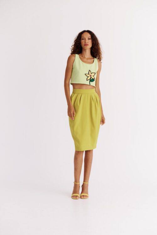Cropped Flower Tank + Peg Skirt Set