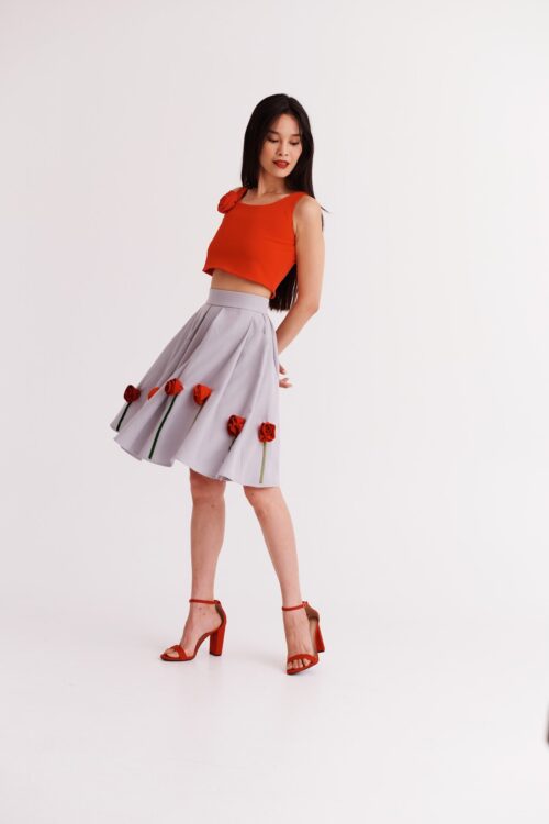 Rose Pleated Skirt